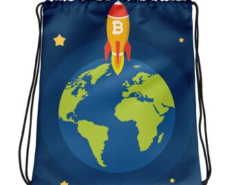 New Drawstring Bag Bitcoin Spacecraft Leaves Earth Special Gift