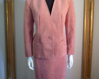 Vintage 1980's Lilli Ann Mauve Ultrasuede Suit - Size 8
