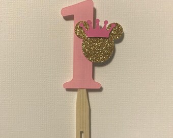 Minnie cupcake topper, 1st bday, princess Minnie