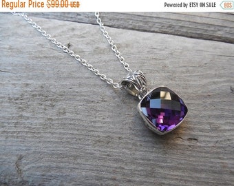 ON SALE Amethyst necklace handmade in sterling silver