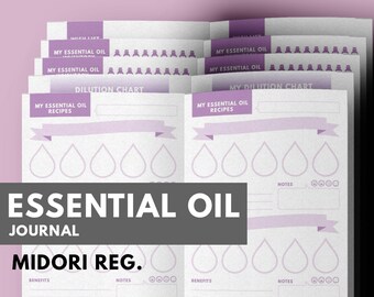 Essential Oil Recipes Journal Midori insert printable, Aromatherapy Journal, Midori, Midori Refill, Essential Oil Notebook Journal