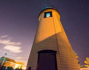 Newburyport, MA light house with stars, lighthouse art, lighthouse photography, lighthouse print, nautical art, nautical decor, home decor