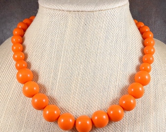 Statement Necklace, Orange, Chunky, Graduated Necklace, Acrylic, Big Bead Necklace, Orange Beaded Necklace, Gumball Necklace, Bold Necklace