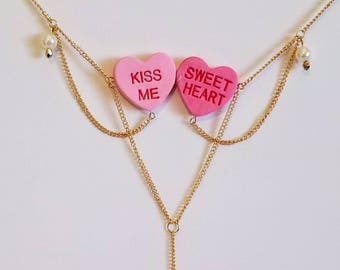 Conversation Hearts Victorian necklace