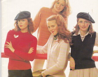 Paton's Classic Series Knitting Pattern for Women No 53 Bluebell, Totem, Jet (Vintage 1970s) Vintage Knitting Pattern, Jumpers, Sweaters