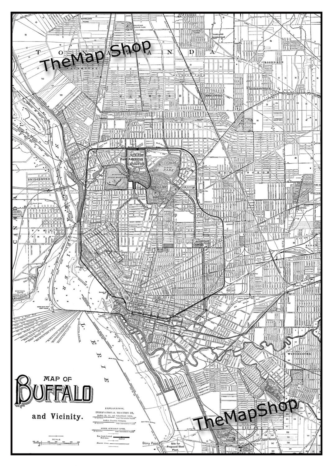 1944 Buffalo New York Street Map Vintage 11x14 Print Poster