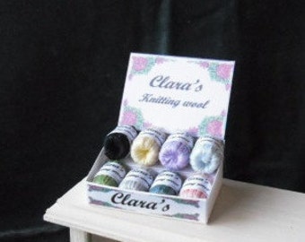 Dollhouse Miniature Knitting Yarn counter display by Snowflake Miniatures