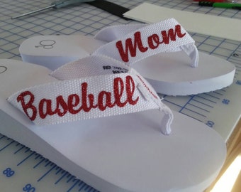 Baseball/softball mom flip flops