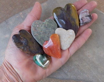 Natural hearts - Love heart flock of seven - handmade stone hearts, contemplation stones