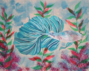 Acrylic Fish paint on paper