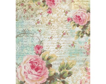 RICE PAPER DECOUPAGE, Rice Decoupage Paper, Stamperia Rice Paper, Decoupage Paper, Rose Paper, Mixed Media Paper, Printed Rice Paper