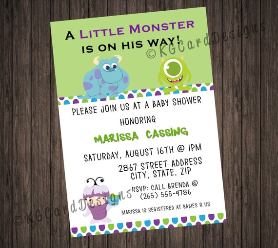 Monsters Inc Baby Shower Invitation
