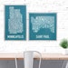 Minneapolis Neighborhood Map Poster or Print, Original Artist of Type City Neighborhood Map Designs, Typography Map Art