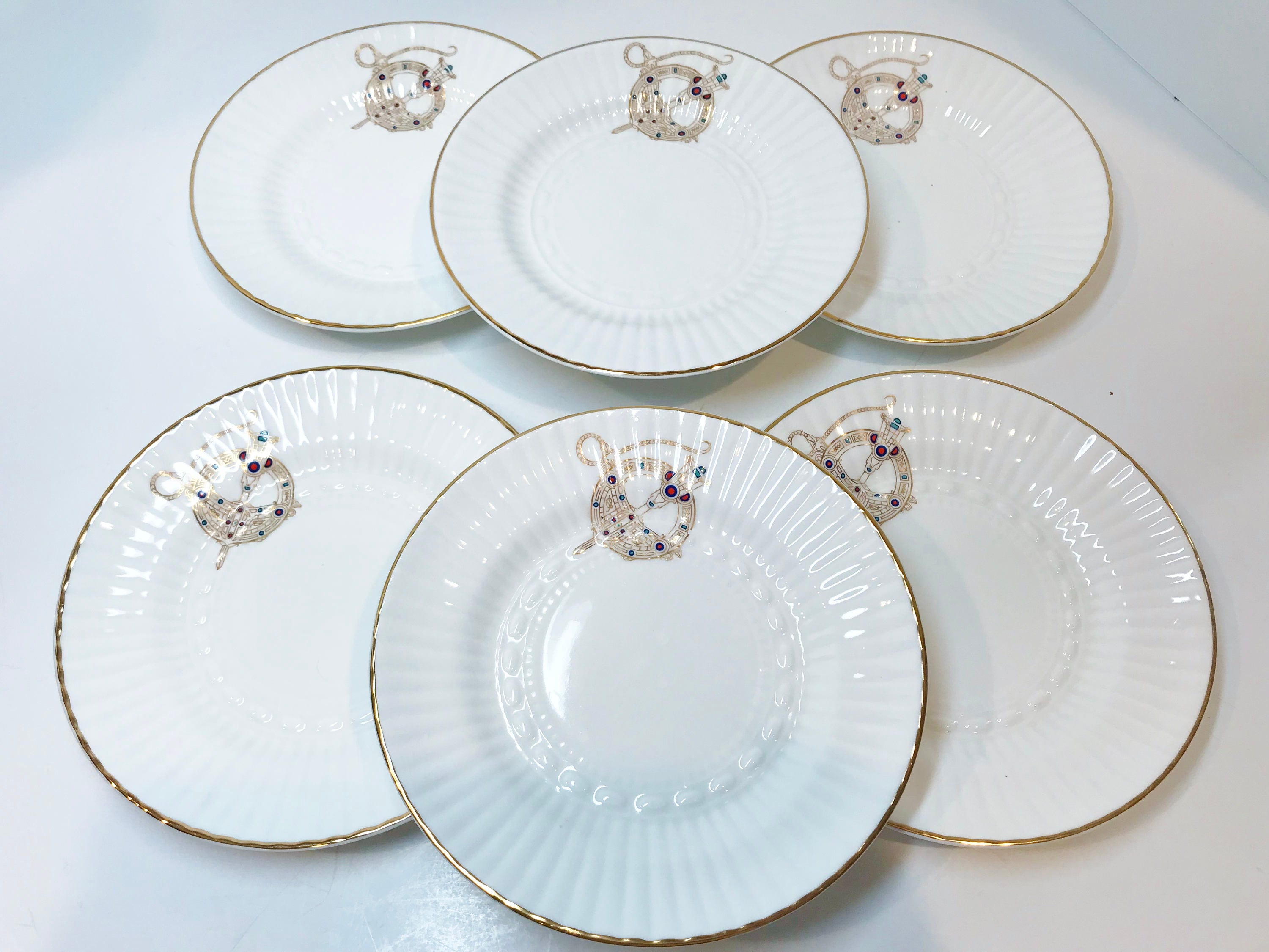 Royal Tara, Set of 6 Plates, Tara Brooch Pattern, Irish Plates, Ireland Plates, Bone China