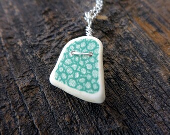 Ocean tumbled Sea Pottery, Beach Pottery pendant 7