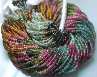 16x14 Inches Strand-Super-FINEST-Multi Tourmaline Faceted Rondelles 3-3.5mm