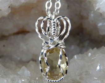 Citrine Necklace, Yellow Necklace, Faceted Citrine Necklace, November Birthstone, Citrine, Sterling Silver Citrine Necklace, Citrine Jewelry