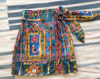 1980s Print Wrap Skirt