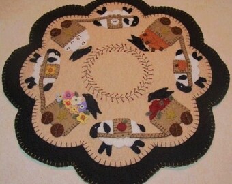 Four Seasons Sheep Penny Rug Candle Mat DIGITAL PATTERN