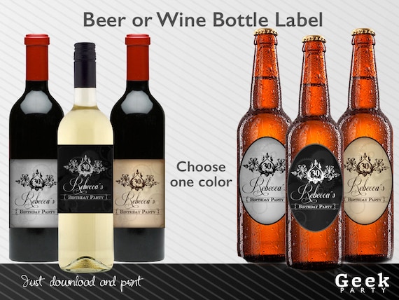 Steampunk / Vintage Party Beer or Wine Bottle Label
