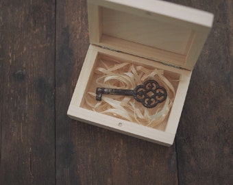 anello scatola - chiave - matrimonio USB caso, caso di matrimonio, caso USB nozze di legno, scatola di legno, keepsake scatola, in legno naturale, non verniciata