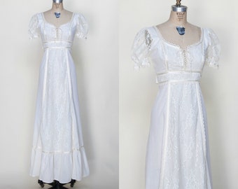 1970s Wedding Dress /// Vintage Gunne Sax Style Maxi Dress