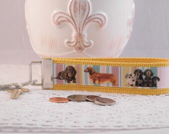 Keychain Wristlet Made With Dachshund Inspired Ribbon