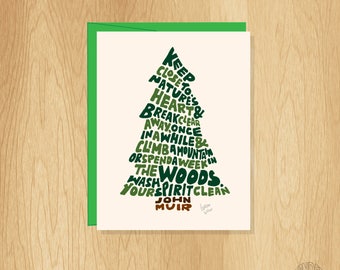 Hand Lettered Keep Close to Nature Card, Tree Card, John Muir Card, Inspirational Card, Nature Card, Blank Notecard, Outdoorsy Card