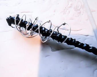 Black Fairy Wand - Once Upon a time - Ouat Wand - Black Fairy Costume - Wire wrapped wooden Wand - Handmade Costume Wand - Wizard Wand