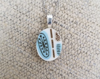 Mid Century Modern Vintage Dinner Plate Necklace Upcycled temporama canonsburg pottery