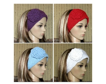 Flower Headband Ear Warmer, Wool Hair Wrap 48 Colours