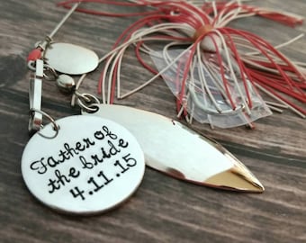 personalized hand stamped fishing lure, gift for dad, personalized lure, fishing hook