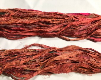 Peach Mix Sari Silk Ribbon