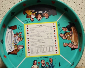 Vintage Joe Carpenter Bridge Game Serving Tray