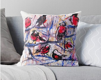 Christmas pillow christmas in july grenadine xmas pillow robin pillow cushions for couch decorative pillows red robin pillow red holiday