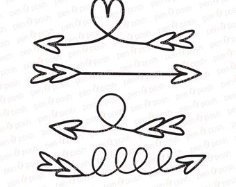 Hand Drawn Arrow SVG - Arrow SVG - Love SVG - Valentines Day Svg - Arrow Clipart - Handdrawn Clipart - Arrow Cut File - Silhouette