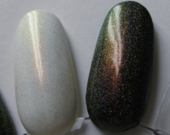Phoenix Song Duochrome Holographic Top Coat Color Shifting Red to Green Holo Indie Nail Lacquer Starlight and Sparkles Polish Unicorn Pee