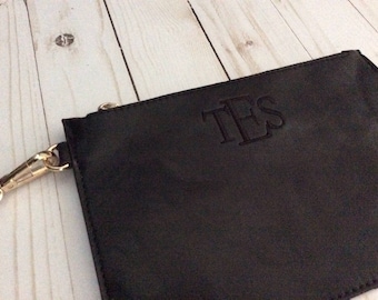Personalized Monogrammed Wristlet Clutch Purse Handbag Great Bridesmaid Maid of Honor Wedding Gift - 3 Colors