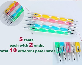 5 pcs 2 way Dotting Pen Marbleizing Tool Paint Nail Art New