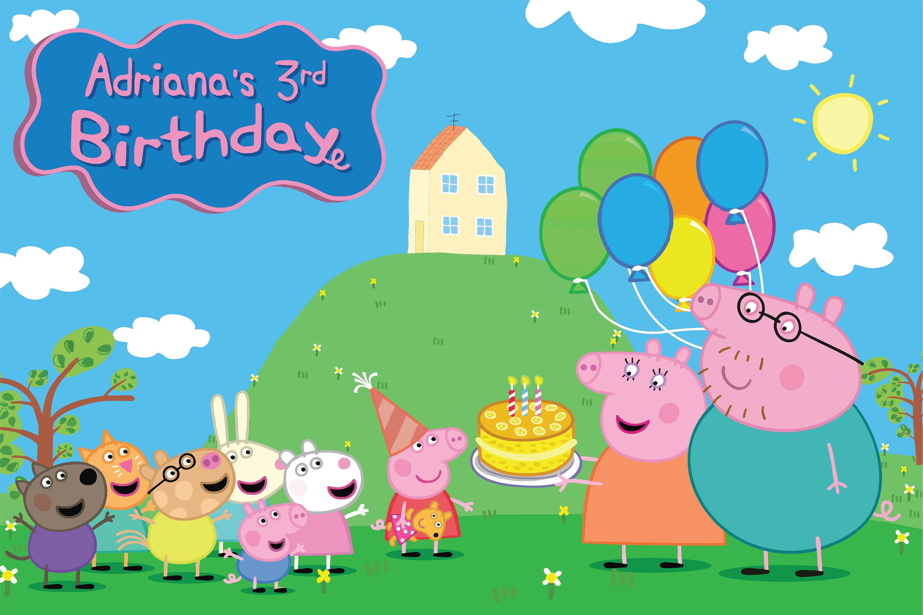 Peppa Pig Birthday Personalized Printable Backdrop