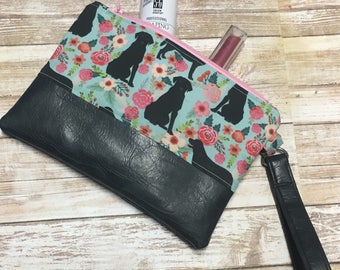Black Lab/Vegan Leather Wristlet