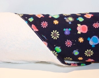 Owls and flowers - bath towel/apron