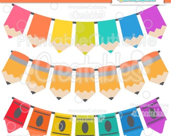 Lil Crayons 'n' Pencils Banners SVG Cut File & Clipart BF015 - Includes Limited Commercial Use!