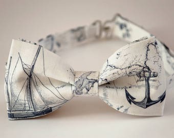 Nautical map bowtie, boat bow tie, nautical bow tie, map print cotton tie, sailboat bowtie, boys bow tie, mens bow tie, mens map bow tie