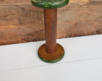 Vintage Industrial Wood Bobbin Textile Spool