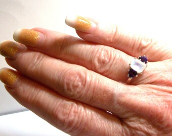 Moonstone, moonstone accent ring, moonstone ring, blue pink purple, multi stone ring , engagement ring, s 7 "Matrimony Glow"