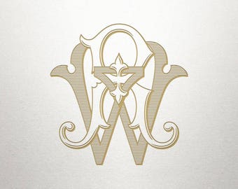 Vintage Wedding Monogram - RW WR - Wedding Monogram - Digital