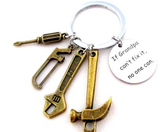Gift for Grandpa,Father's Day gift,Gift for daddy,Grandpa tools keychain,Gift for Papa,If Grandpa Can't fix it no one can, Free Shipping USA