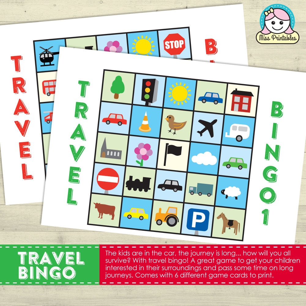 travel bingo printable game for long car journeys