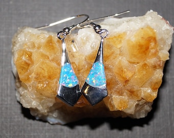 Pink and Blue Opal Earrings - Opal Jewelry - Sterling Silver